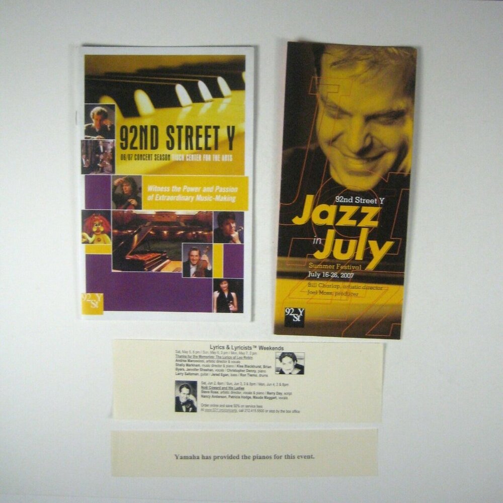 92nd Street Y Tisch Center 2007 Program Jazz Piano Dick Hyman Bill Charlap